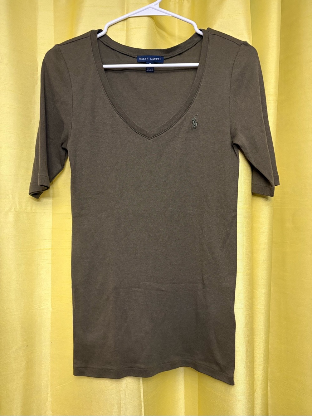Ralph Lauren Olive Green V-Neck Short Sleeve Tee